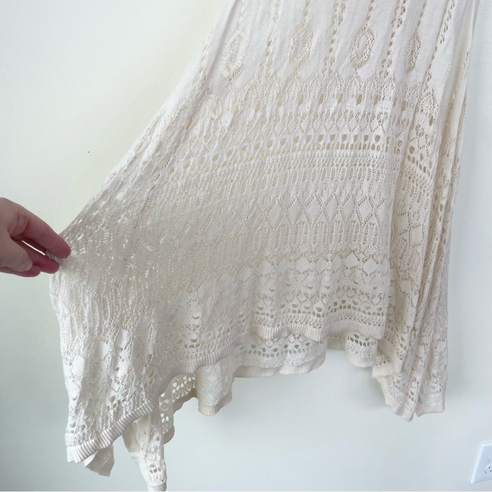 Peruvian Connection Open Knit Crochet Racerback Sharkbite Hem Tank Coverup M/L - Picture 3 of 8